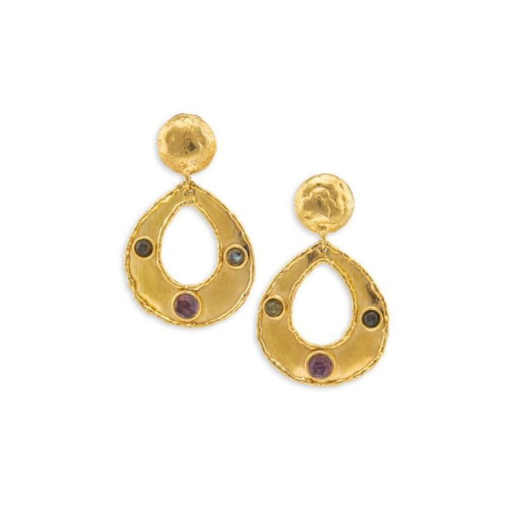 SYLVIA TOLEDANO Thalita 22K Goldplated, Labradorite & Amethyst Drop Earrings